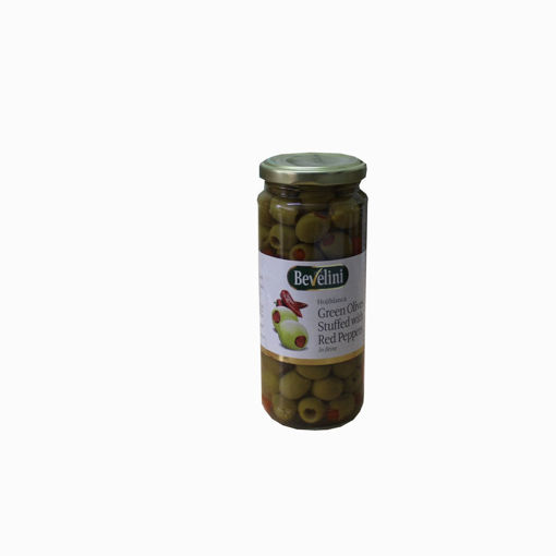 Picture of Bevelini Green Olives Stuffed With Peppers 340G